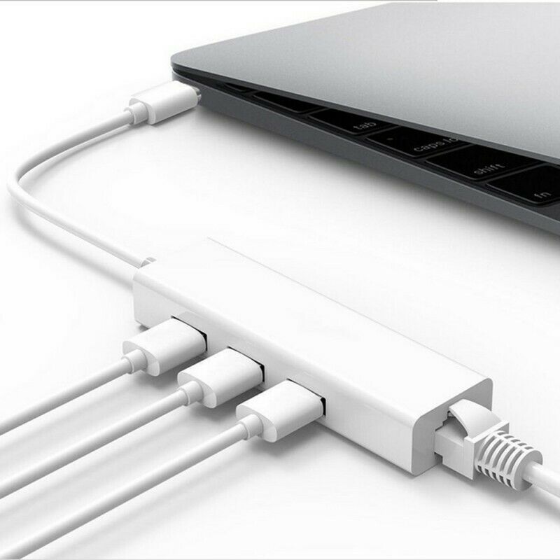 Hub USB USB-C vers 3 ports + adaptateur LAN Ethernet RJ45