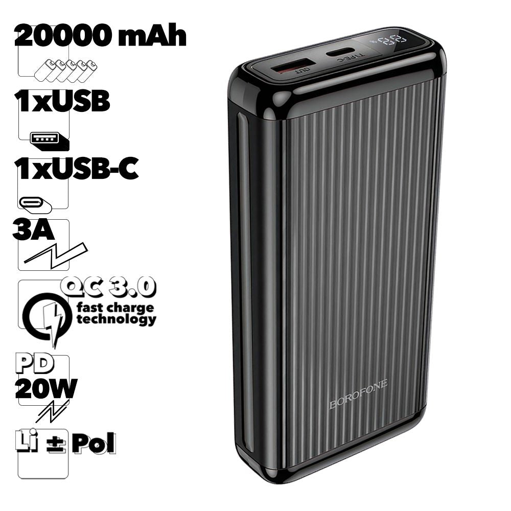 (20000mAh) PD 20W QC3.0 USB-C Chargeur de batterie Banque d'alimentation portable