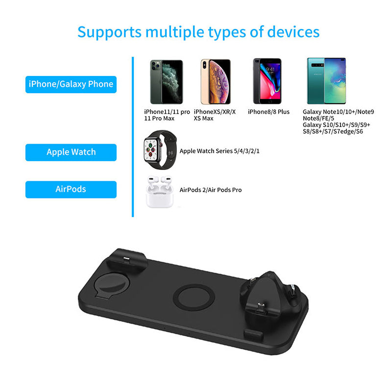 Station de support de chargeur sans fil 6 en 1