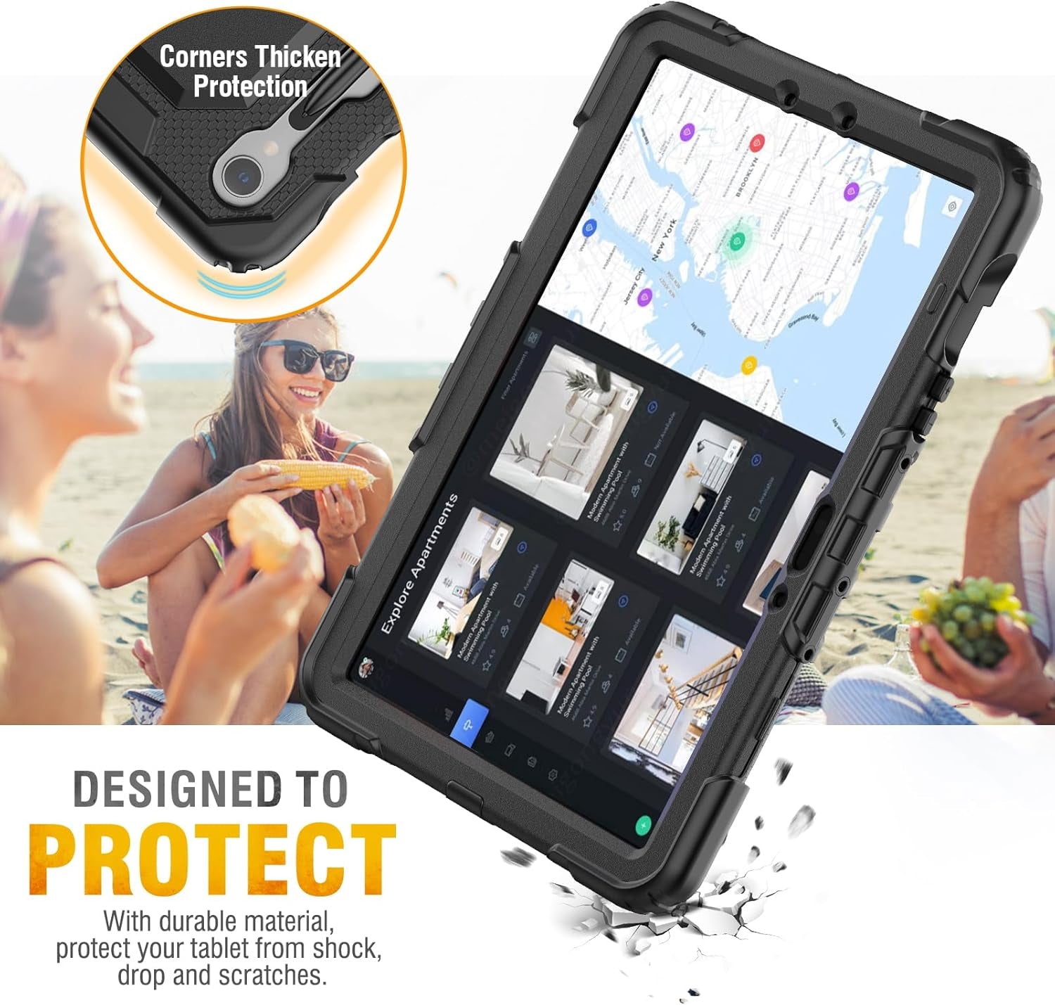 Rugged Defender Case with Strap for Samsung Tablet Tab S9 (X710) / S9 FE (X510) / S10 FE (X520) 11