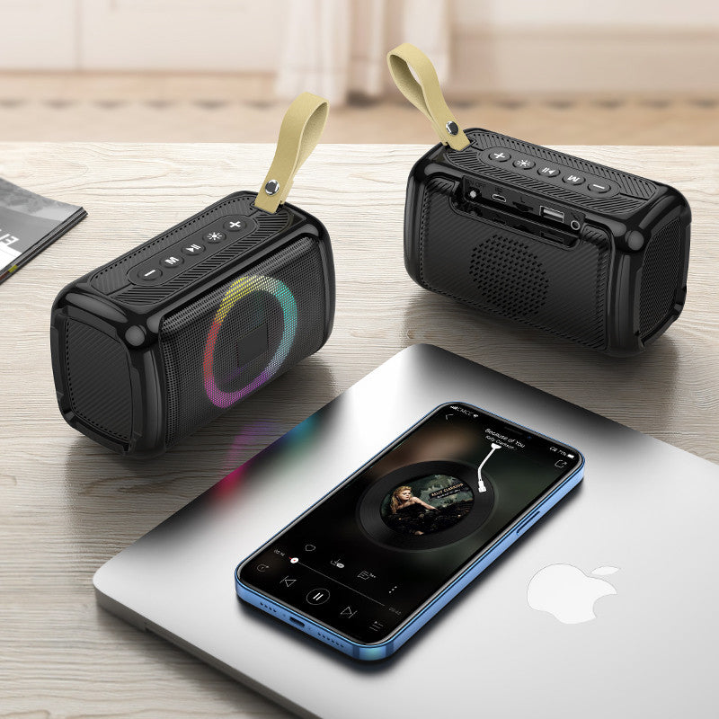 Haut-parleur stéréo Bluetooth sans fil portable avec lumière ambiante