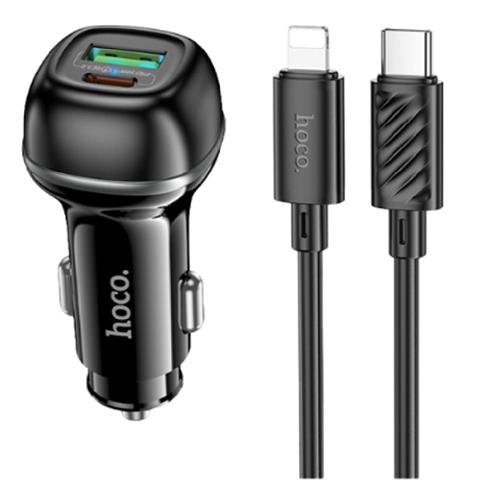 Chargeur de voiture rapide (48 W) avec deux ports USB et câble USB-C/Lightning