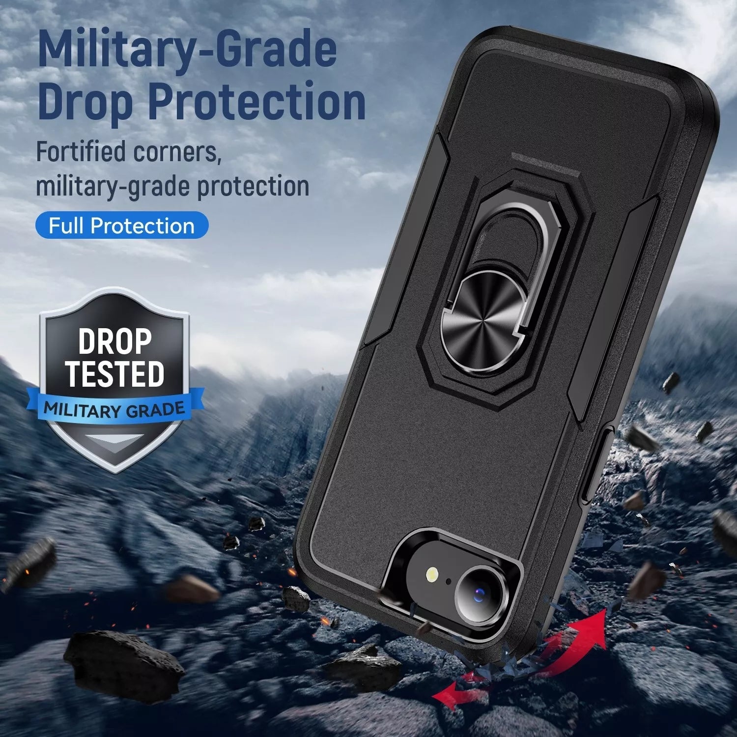 Coque robuste avec anneau pour iPhone 16e