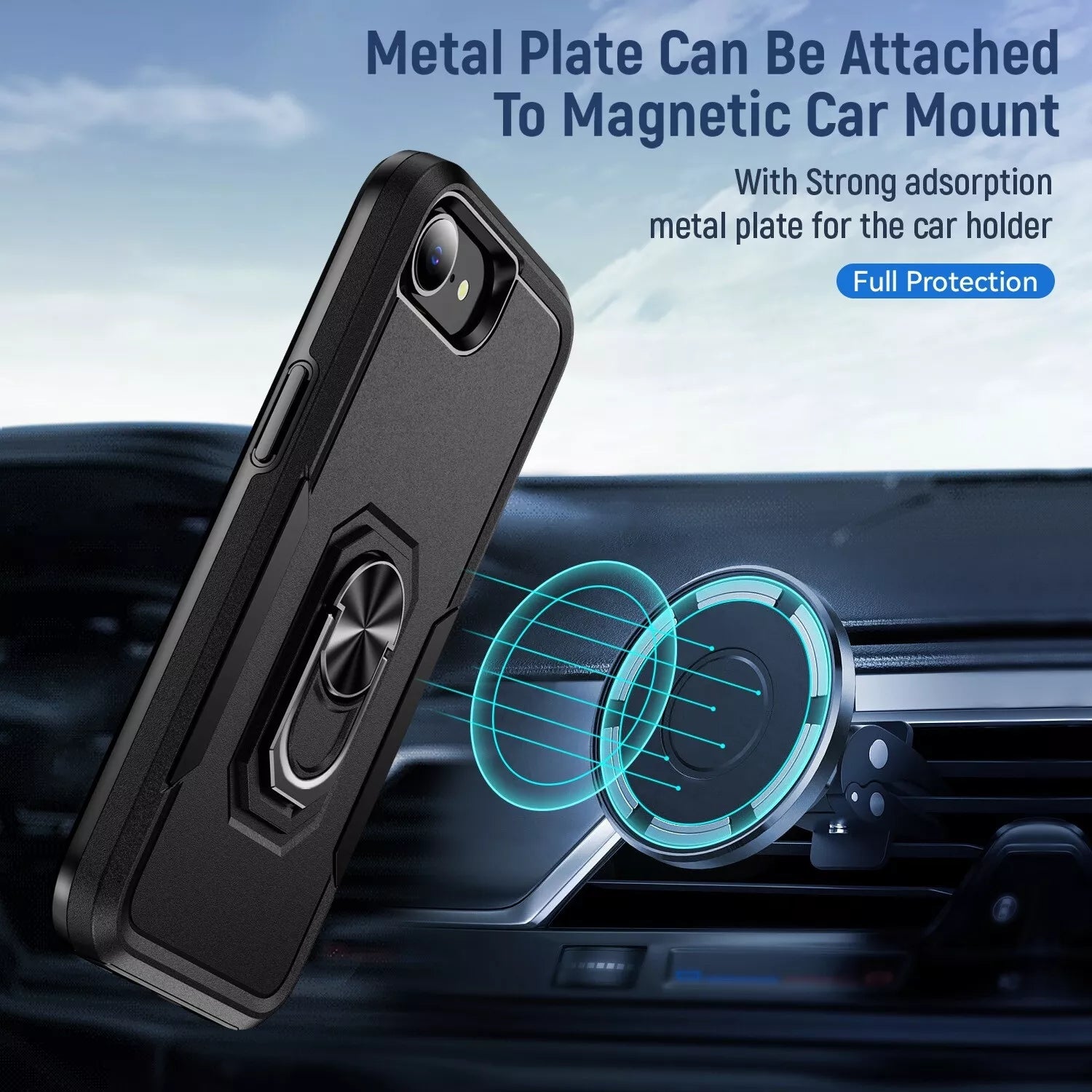 Coque robuste avec anneau pour iPhone 16e