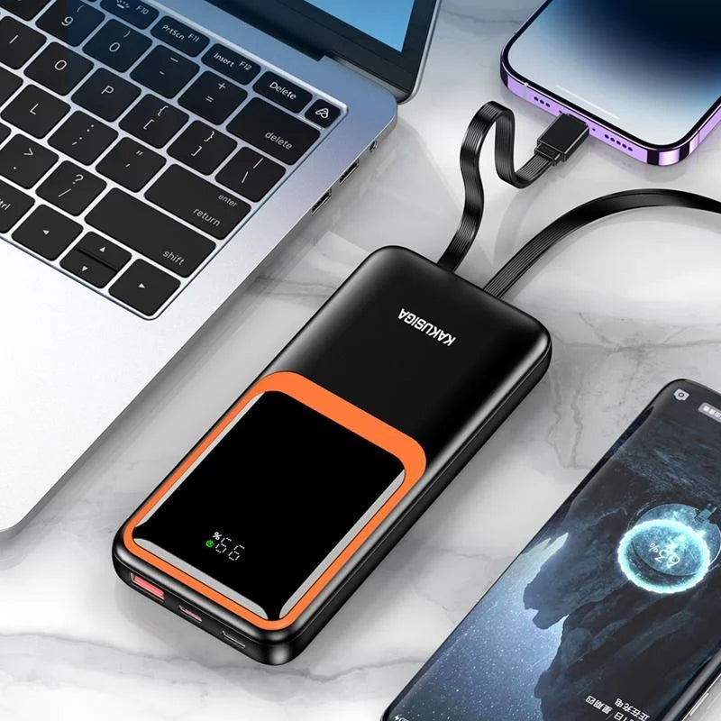 (10 000 mAh) Chargeur de batterie externe Banque d'alimentation portable avec câbles Lightning USB-C