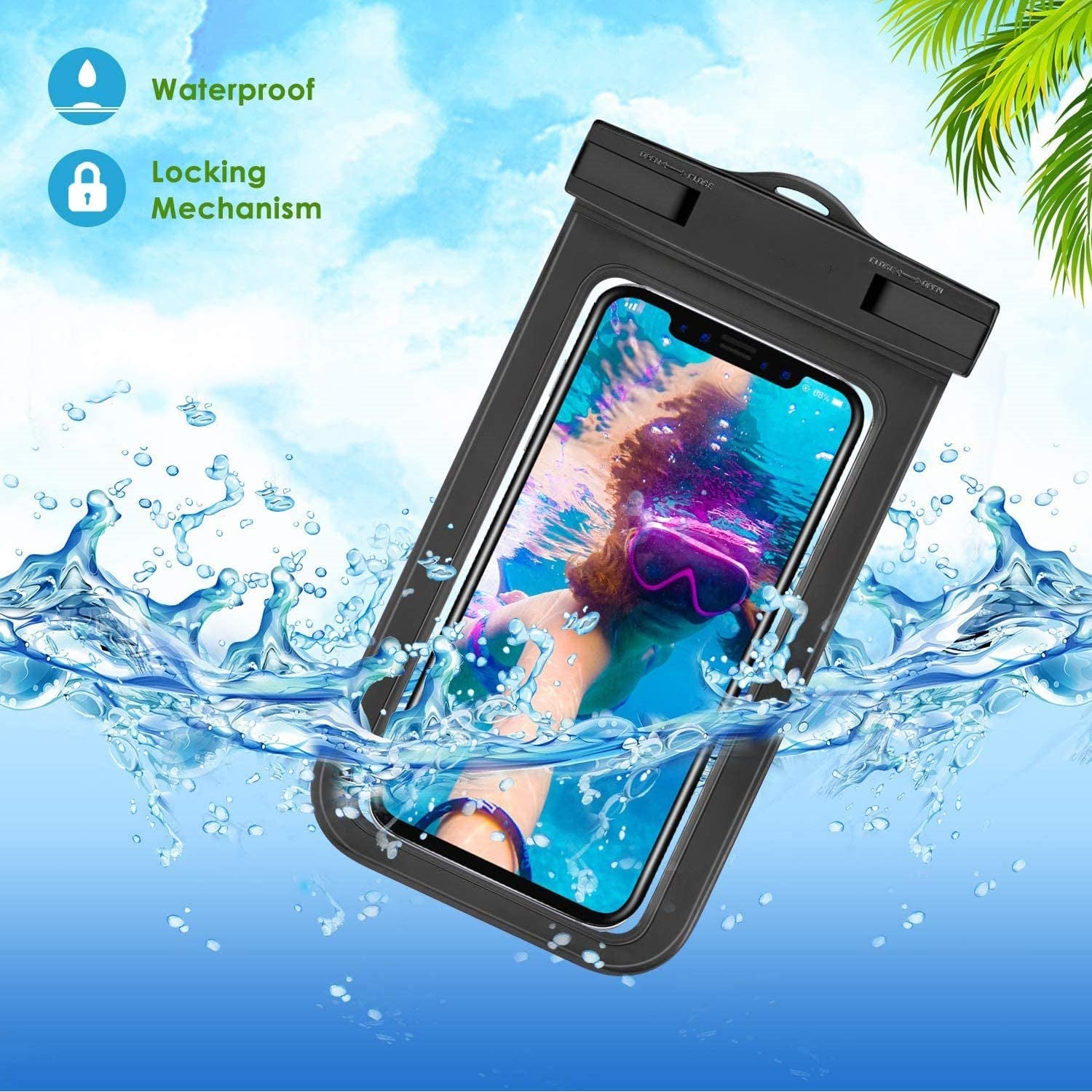 Housse de protection étanche pour sac sec de natation sous-marine pour téléphone de 4,7 à 6,5 pouces