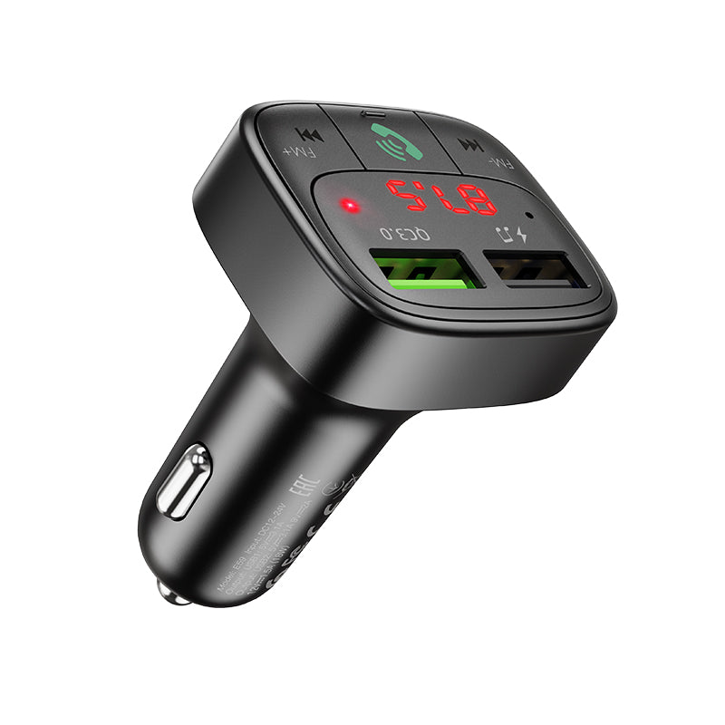 (18 W) Adaptateur de chargeur de voiture à charge rapide à deux ports USB-A Transmetteur radio FM Bluetooth