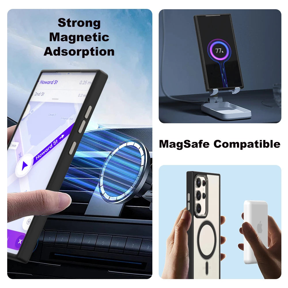 Coque hybride transparente MagSafe pour Samsung Galaxy S25 Ultra
