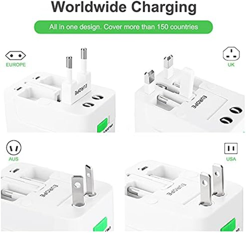 Adaptateur secteur de voyage universel avec chargeur mural (prise AU, US, UK, UE)