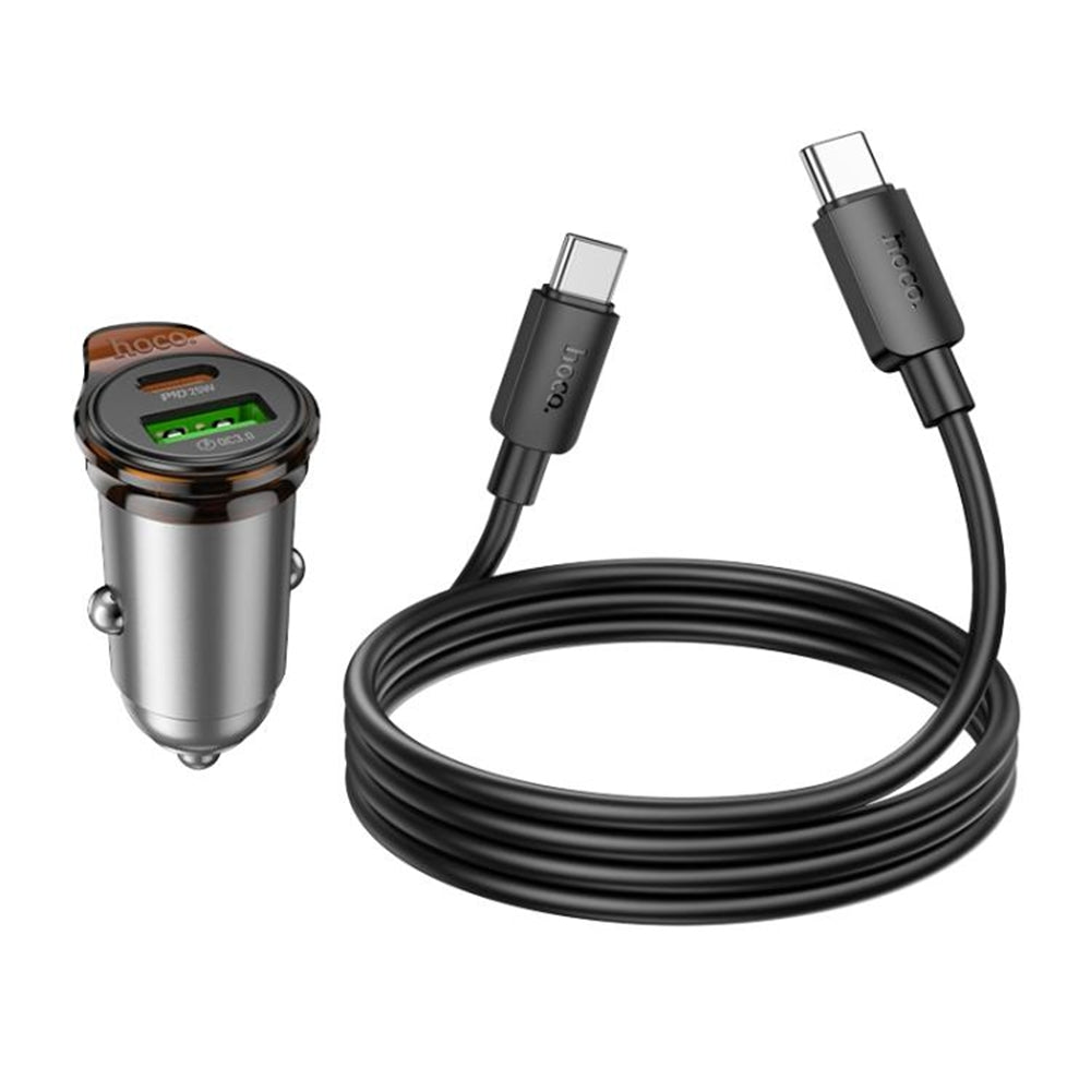 (25 W) USB-C et QC3.0 USB-A double ports chargeur de voiture à charge rapide adaptateur Bluetooth musique FM radio émetteur