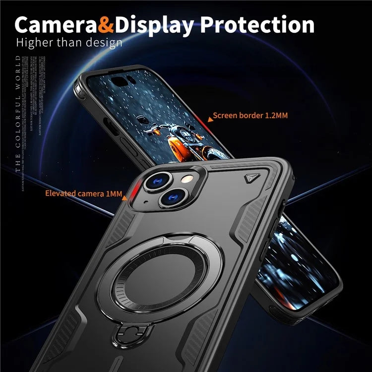 Coque antichoc avec anneau de support Magsafe pour iPhone 15