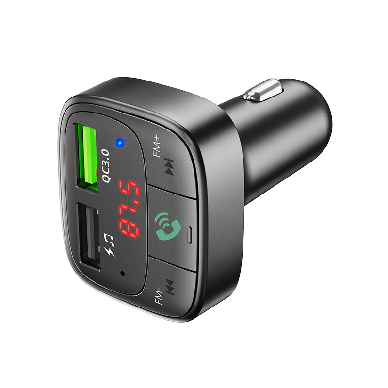 (18 W) Adaptateur de chargeur de voiture à charge rapide à deux ports USB-A Transmetteur radio FM Bluetooth