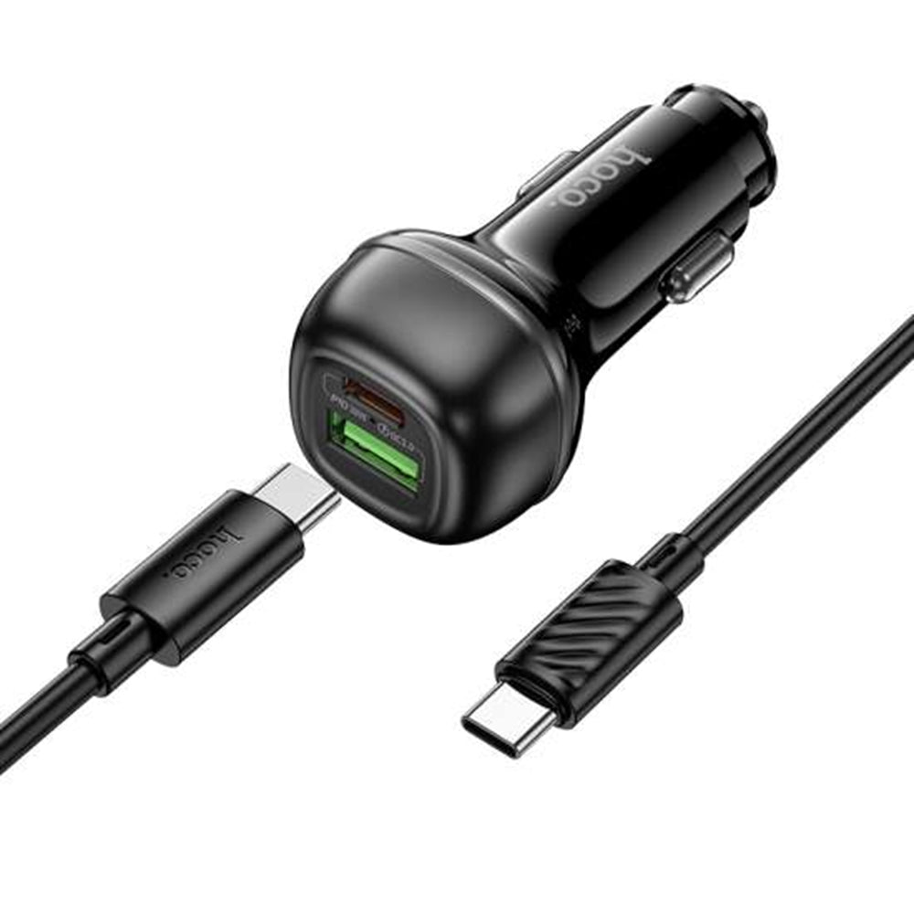 Chargeur de voiture rapide (48 W) avec deux ports USB et câble USB-C/Lightning