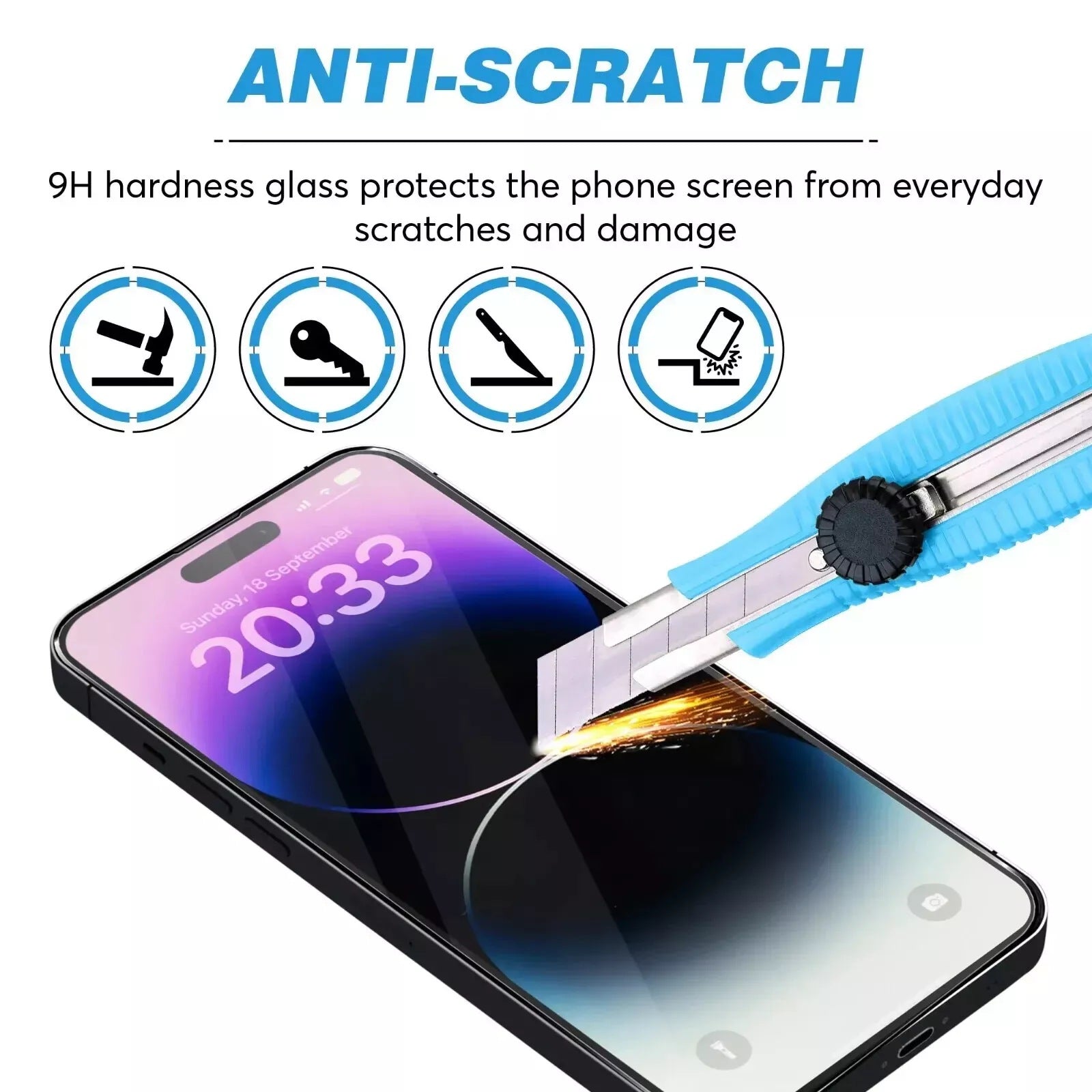 (Lot de 2) Protecteur d'écran incurvé en verre trempé à couverture complète pour iPhone 15 Plus / 16 Plus