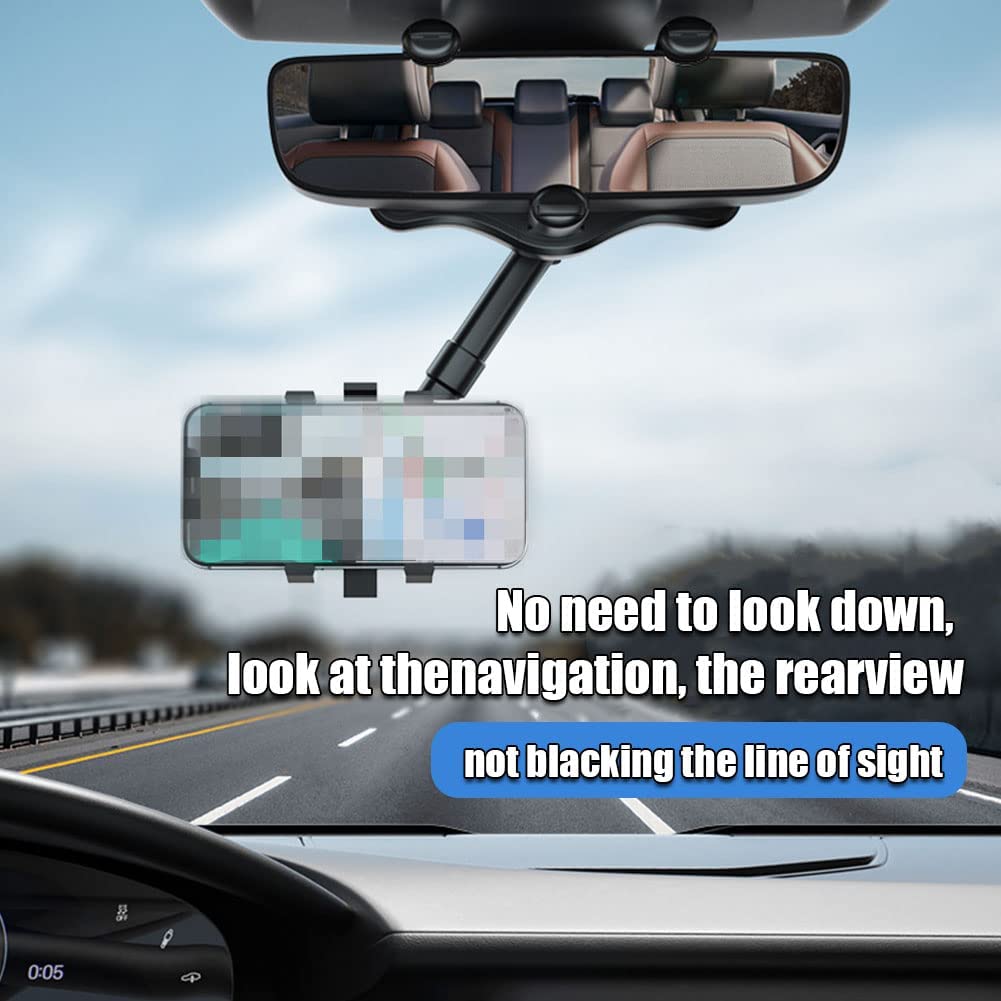 Support de téléphone portable de voiture rotatif et rétractable pour rétroviseur de voiture
