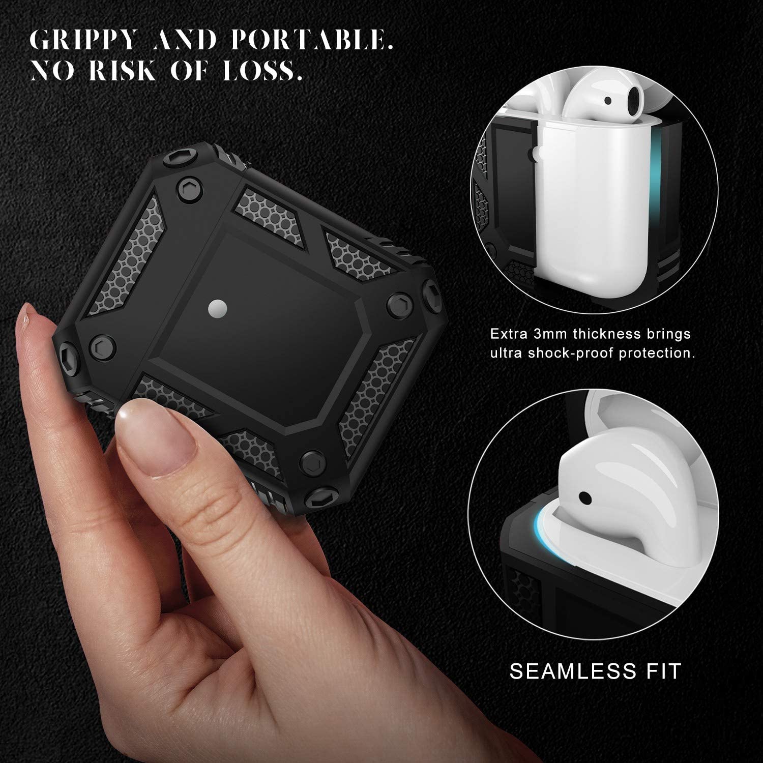 Étui anti-chute robuste pour AirPods 1/2 (1re/2e génération)