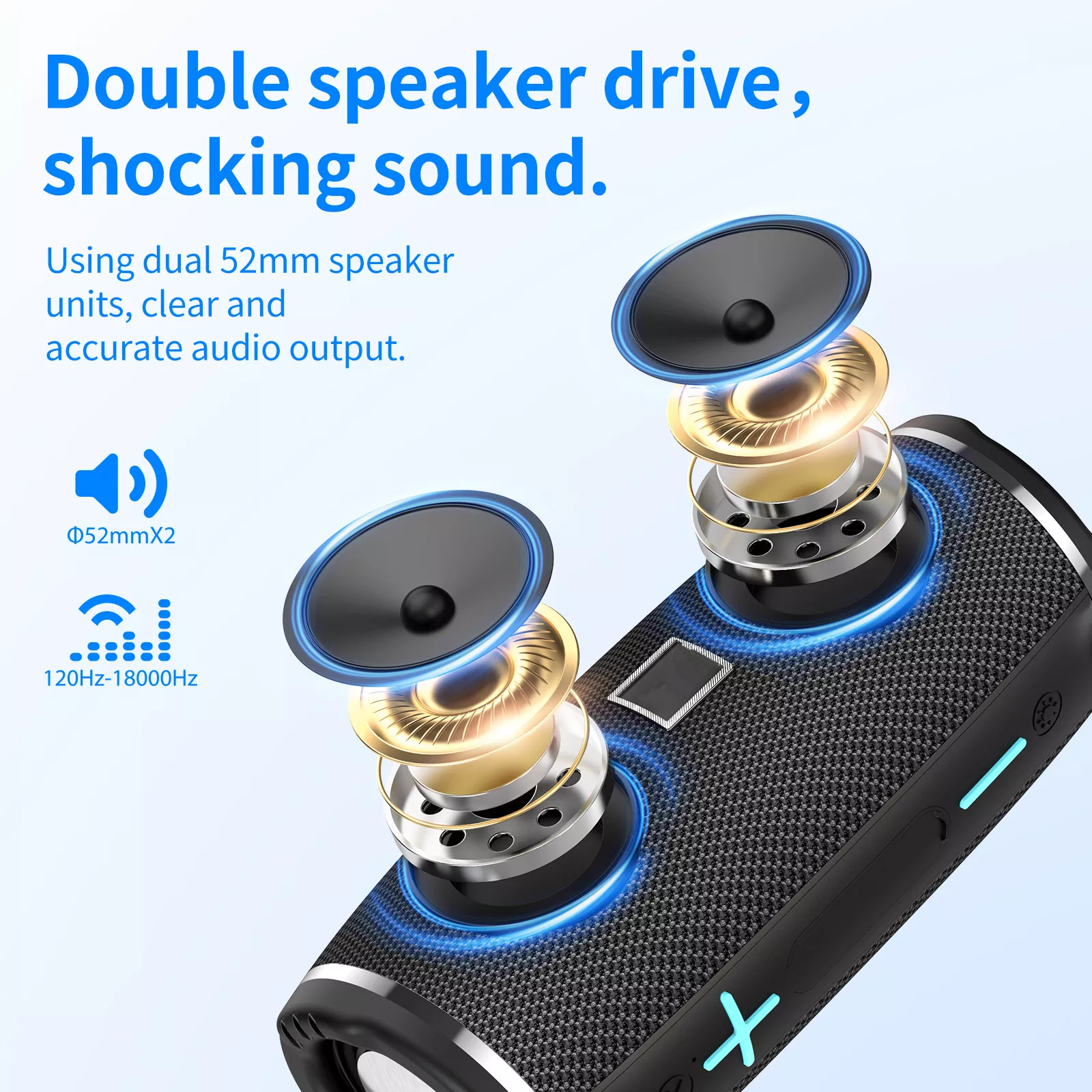 Haut-parleur stéréo Bluetooth sans fil portable clignotant à LED