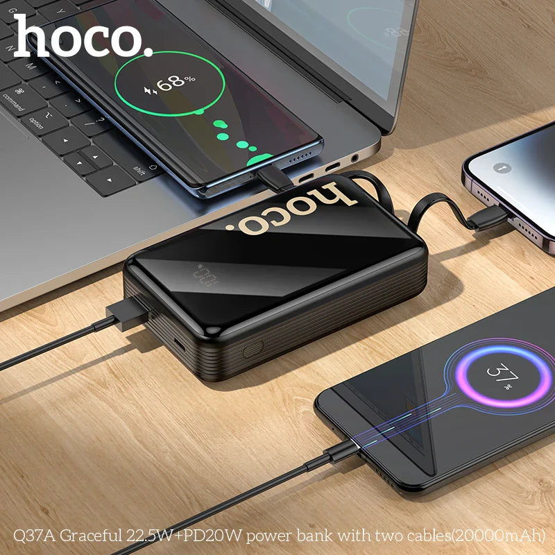 Chargeur de batterie portable USB-C (20 000 mAh) avec câble USB-C et Lightning