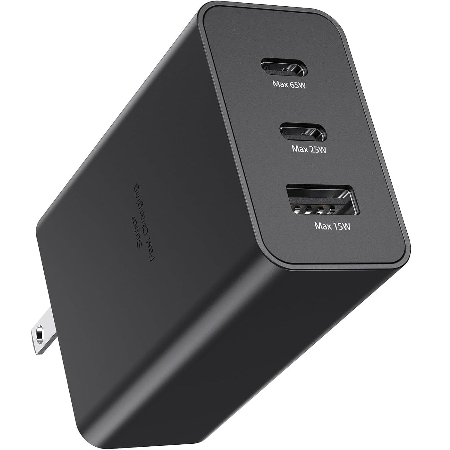 Adaptateur secteur mural à charge ultra rapide (65 W) avec 2 ports USB-C et USB-A et câble USB-C de 1 m