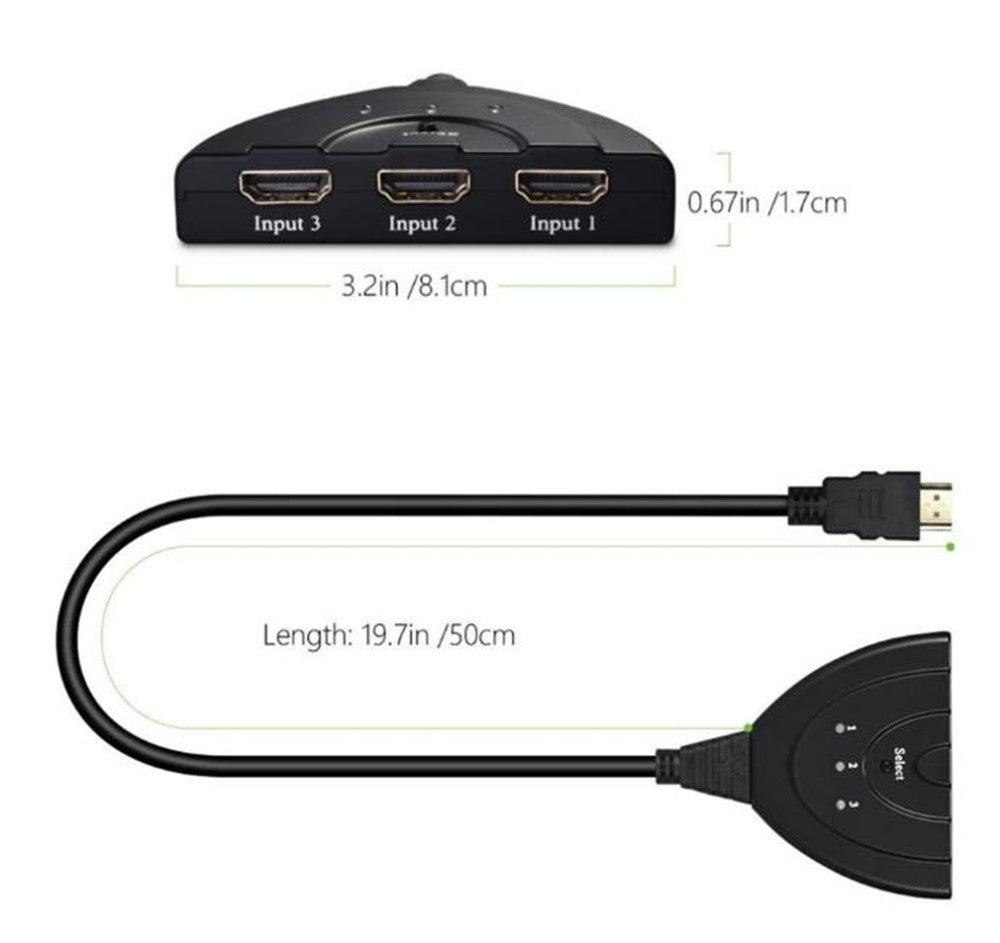 Convertisseur adaptateur répartiteur HDMI mâle vers 3 ports HDMI femelle