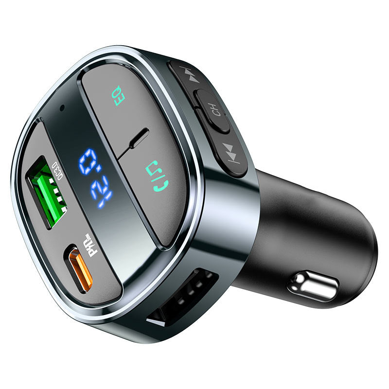 Adaptateur de chargeur de voiture double ports USB-C et QC3.0 USB-A (30 W) Transmetteur radio FM Bluetooth