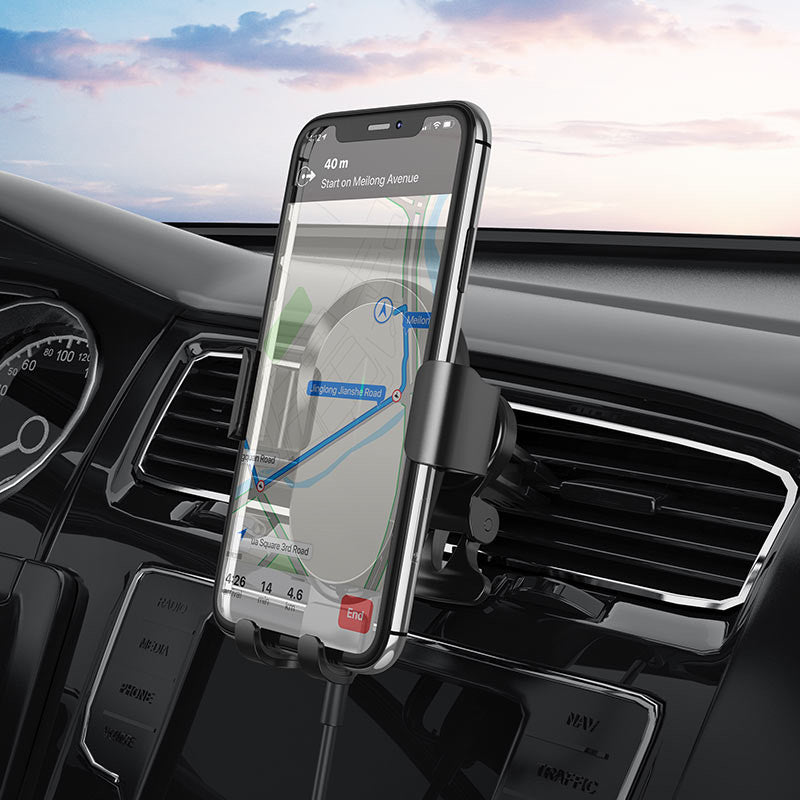 Support de téléphone portable de voiture de bâti de sortie d'évent de chargeur sans fil rapide