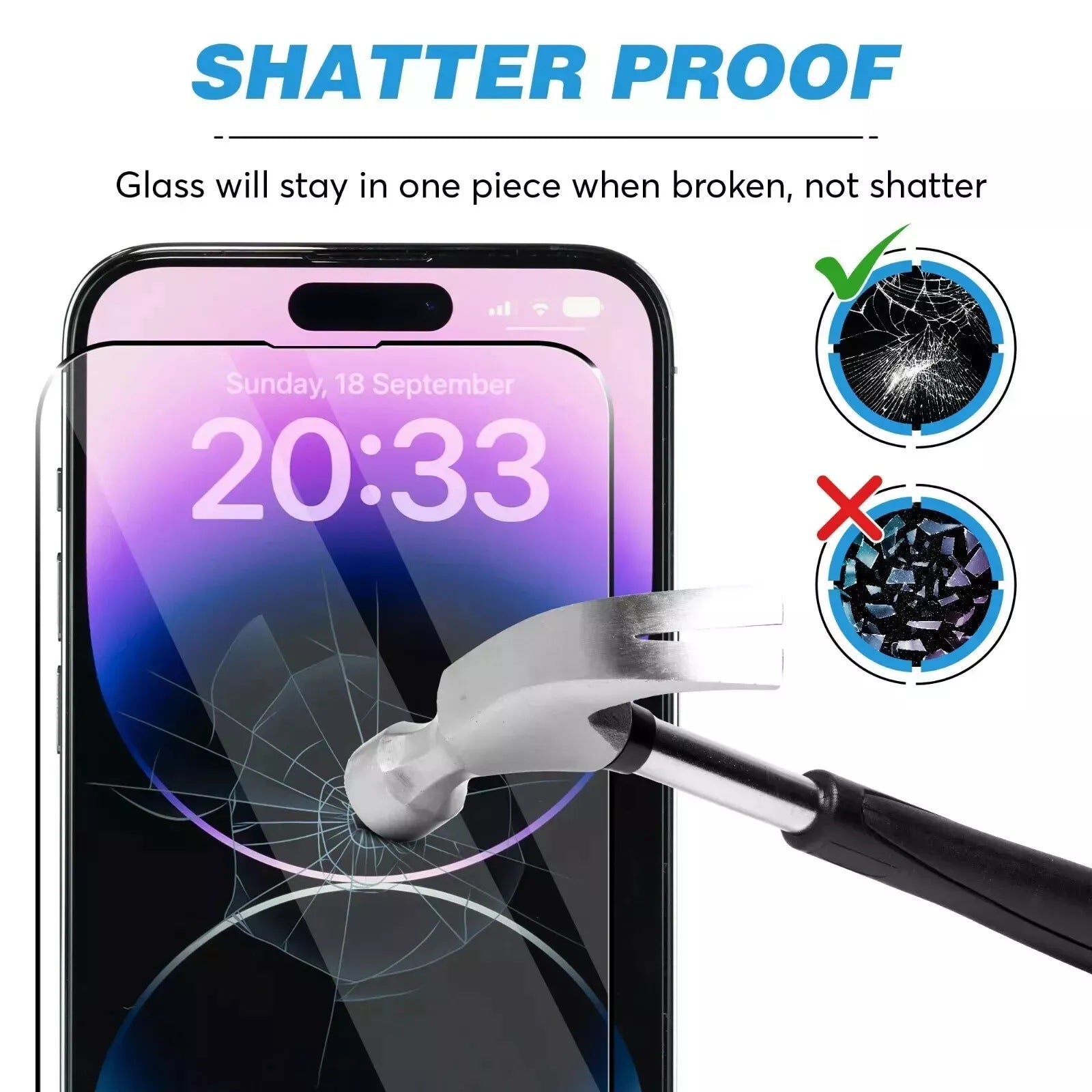 (Lot de 2) Protecteur d'écran incurvé en verre trempé à couverture complète pour iPhone 15 Plus / 16 Plus