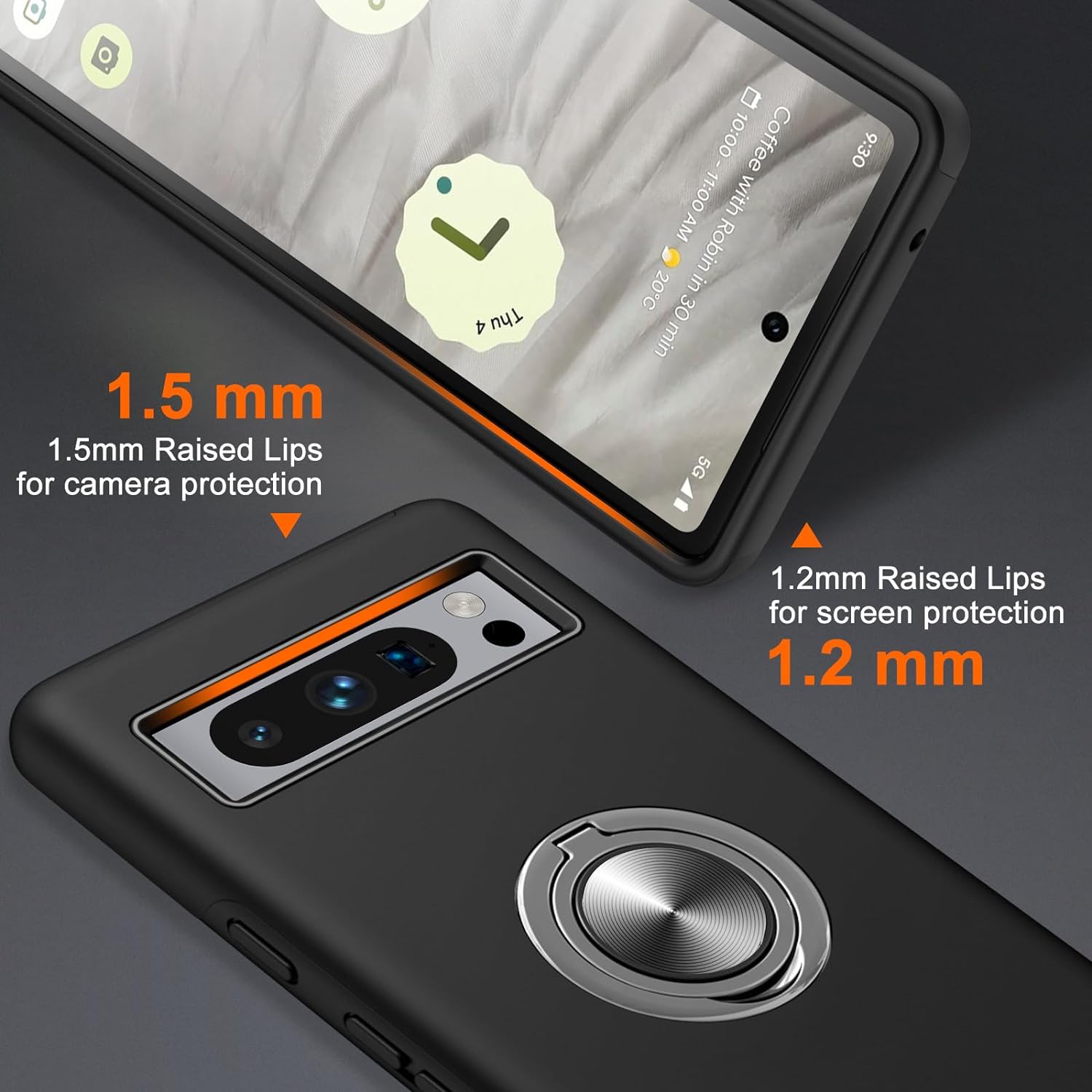 Étui hybride magnétique avec anneau invisible pour Google Pixel 8A