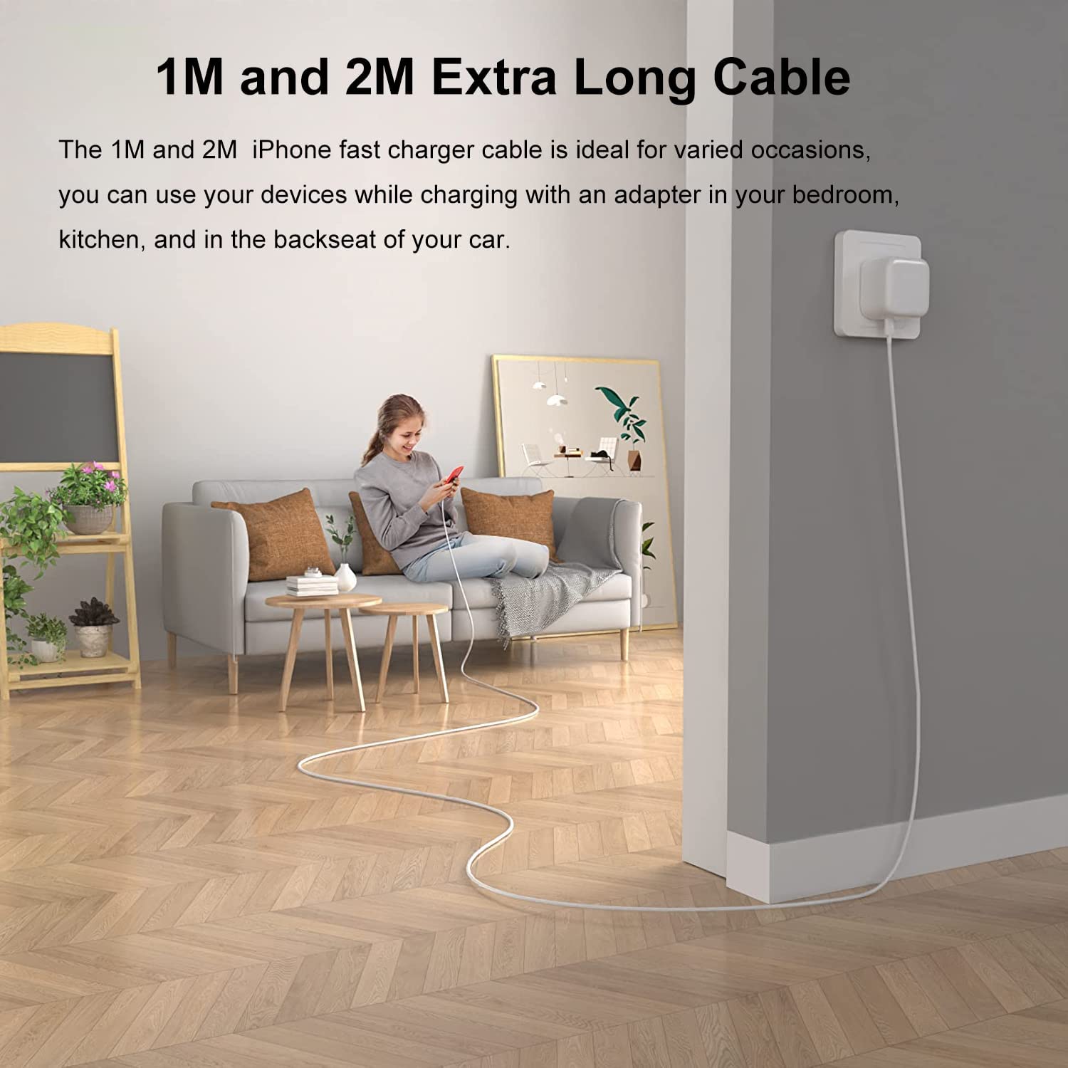 Adaptateur secteur à charge rapide double USB-C PD 3.0 35 W, chargeur mural et câble USB-C + câble Lightning (1 m)
