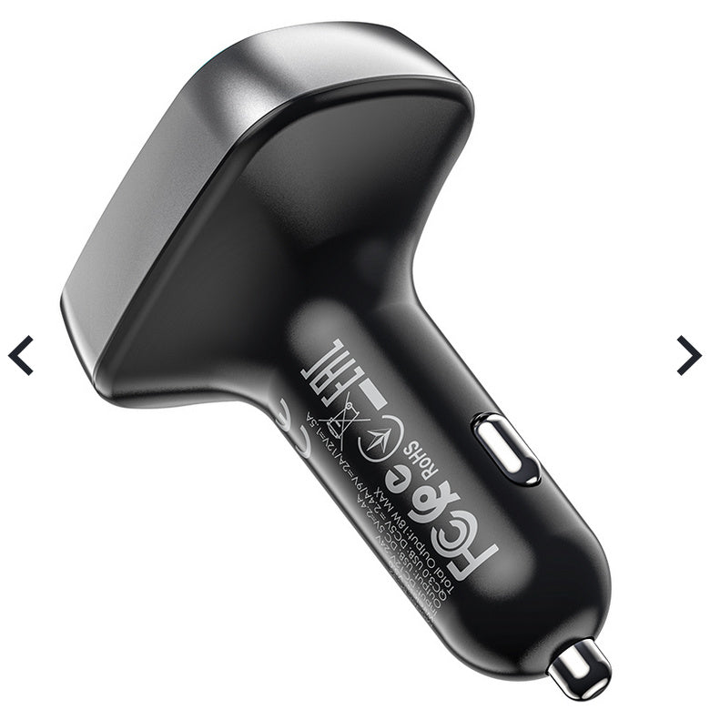 (18W) USB-C & QC3.0 USB-A Dual Ports Car Charger Adapter Bluetooth FM Radio Transmitter