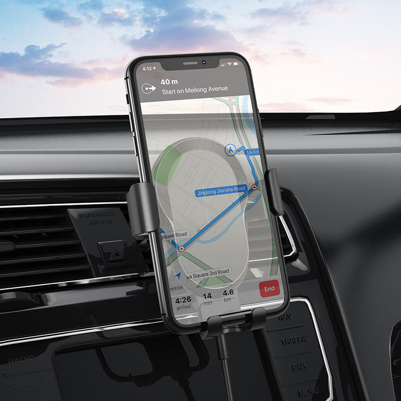 Support de téléphone portable de voiture de bâti de sortie d'évent de chargeur sans fil rapide