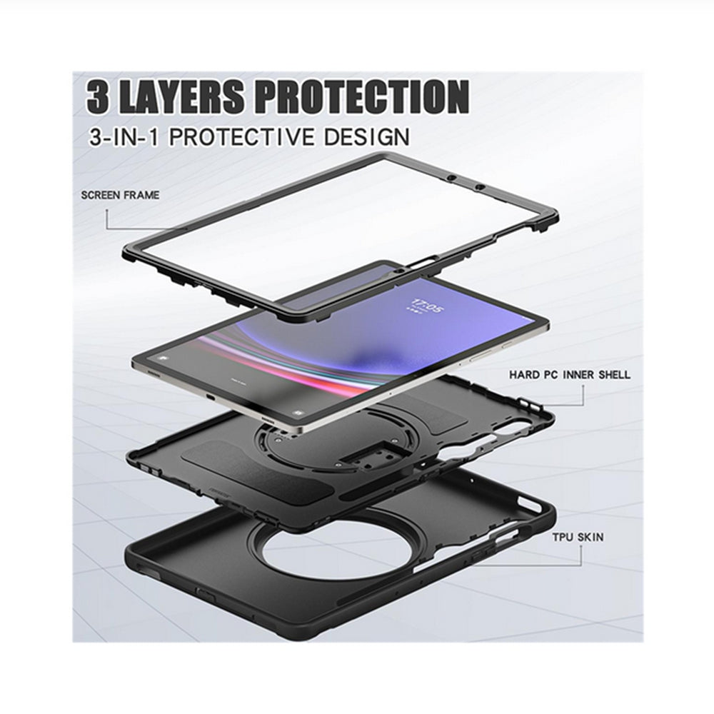 Rugged Defender Kickstand Case for Samsung Tab S7 FE / S7+ Plus / S8+ Plus / S9+ Plus / S9 FE+ Plus / S10+ Plus 12.4