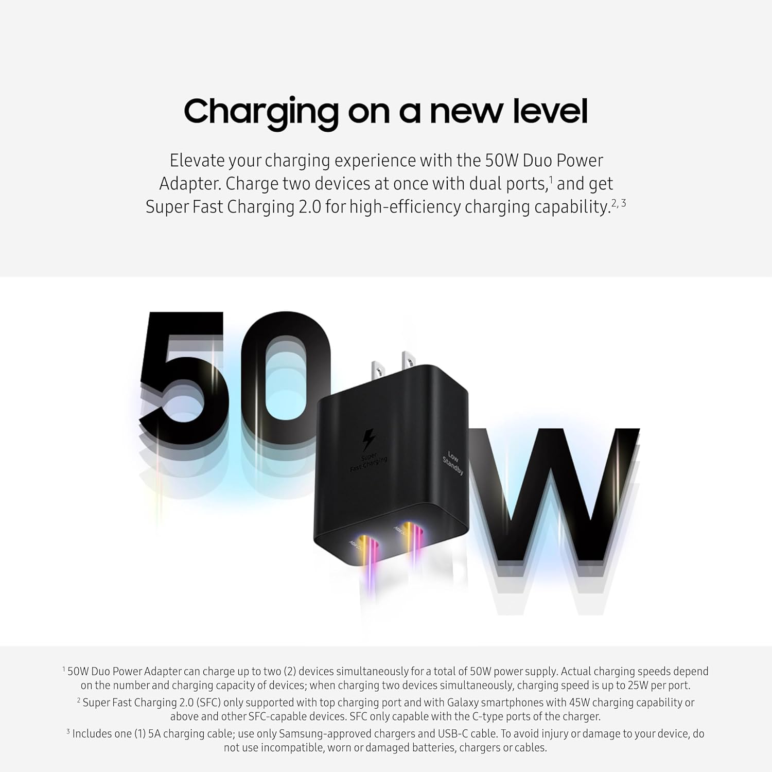 Adaptateur secteur mural à charge rapide (50 W) avec 2 ports USB-C et câble USB-C de 1 m