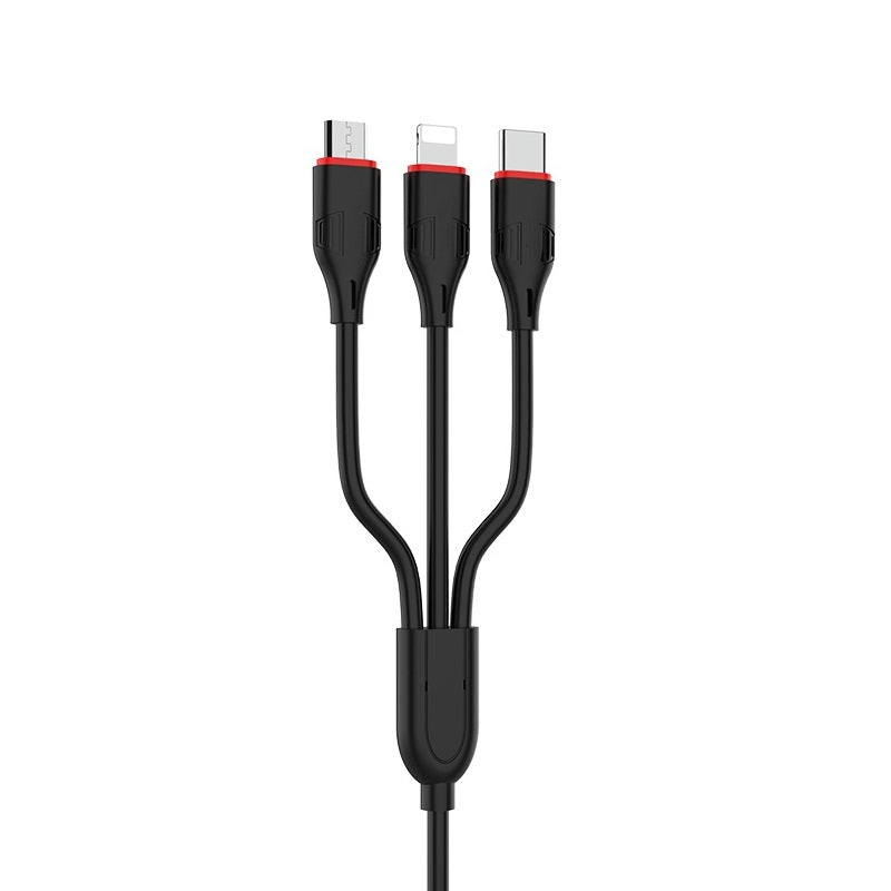 Câble de chargement 3 en 1 USB-A vers Lightning Micro USB USB-C (1 m)