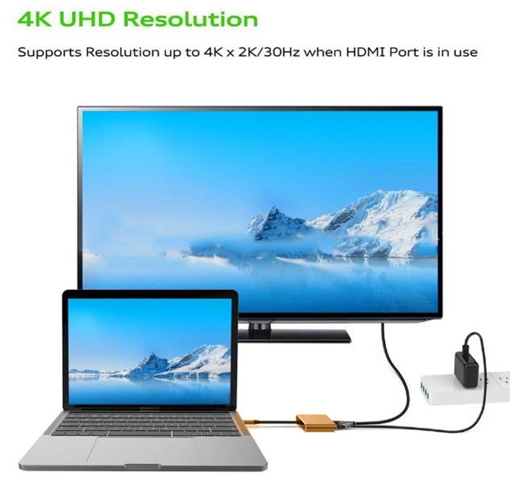 Convertisseur adaptateur hub multiport USB-C vers HDMI 3 en 1