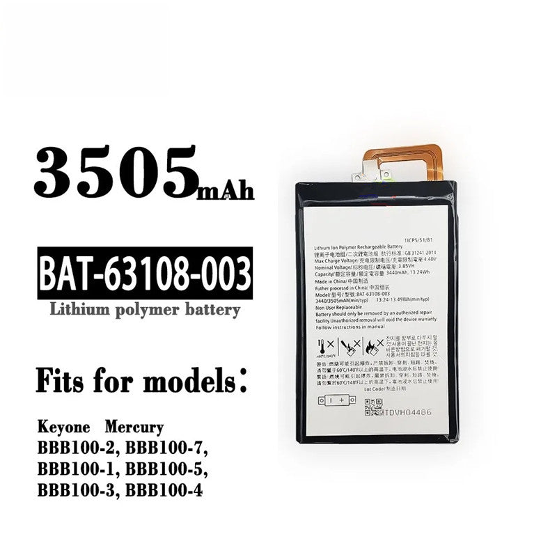 Batterie de remplacement pour Blackberry Keyone / DTek70, BAT-63108-003
