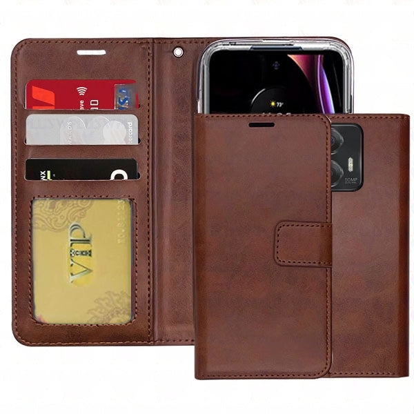 Étui portefeuille en cuir pour Motorola Moto Edge (2024)
