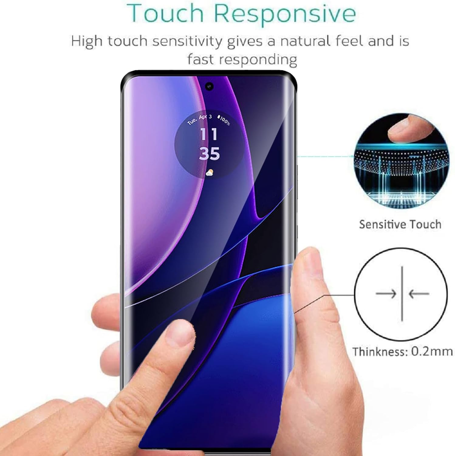 Protecteur d'écran en verre trempé incurvé à couverture complète pour Motorola Moto Edge (2024)