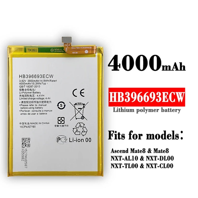Batterie de remplacement pour Huawei Ascend Mate 8, HB396693ECW