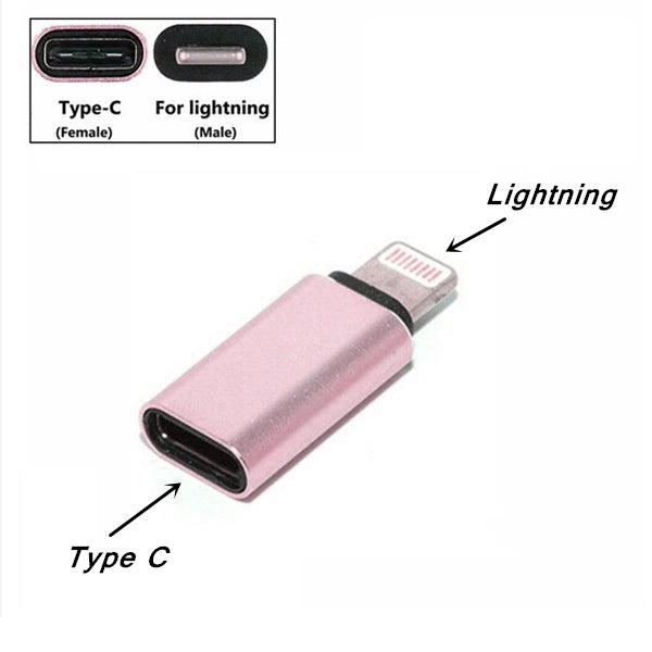 (Paquet de 2) connecteur adaptateur USB-C femelle vers Lightning mâle