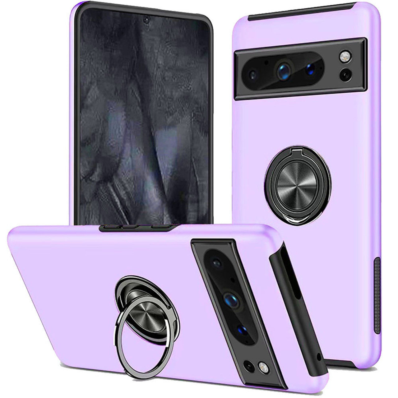 Étui hybride magnétique avec anneau invisible pour Google Pixel 8A