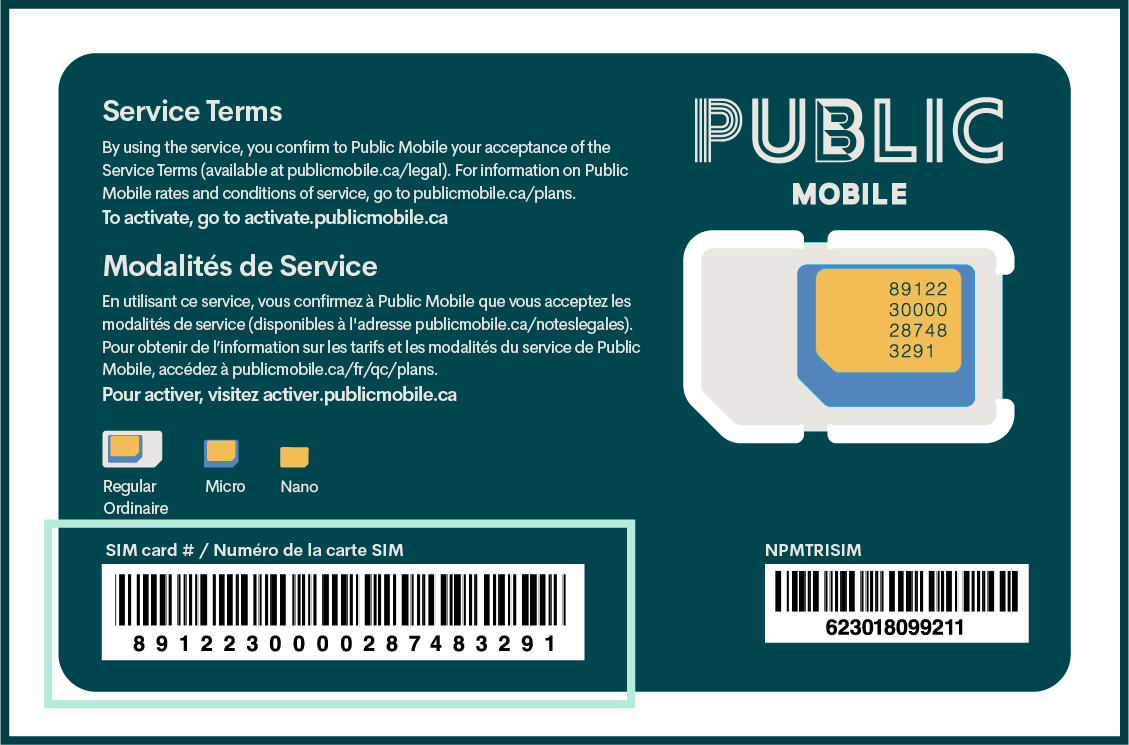 Carte multi-SIM prépayée 4G LTE Public Mobile CANADA
