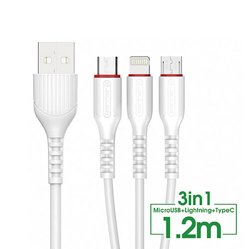 Câble de chargement 3 en 1 USB-A vers Lightning Micro USB USB-C (1 m)