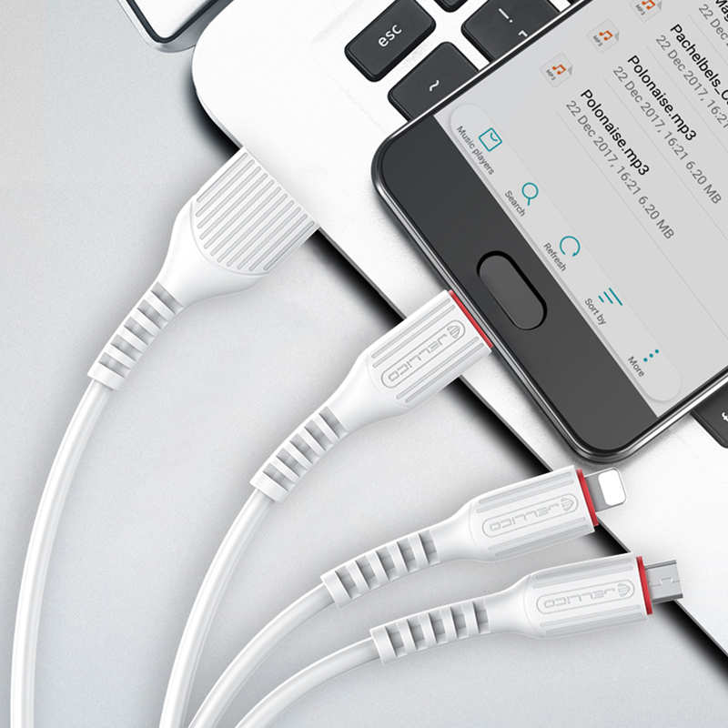 Câble de chargement 3 en 1 USB-A vers Lightning Micro USB USB-C (1 m)