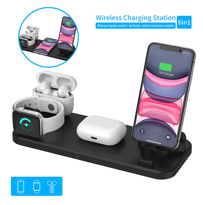 Station de support de chargeur sans fil 6 en 1