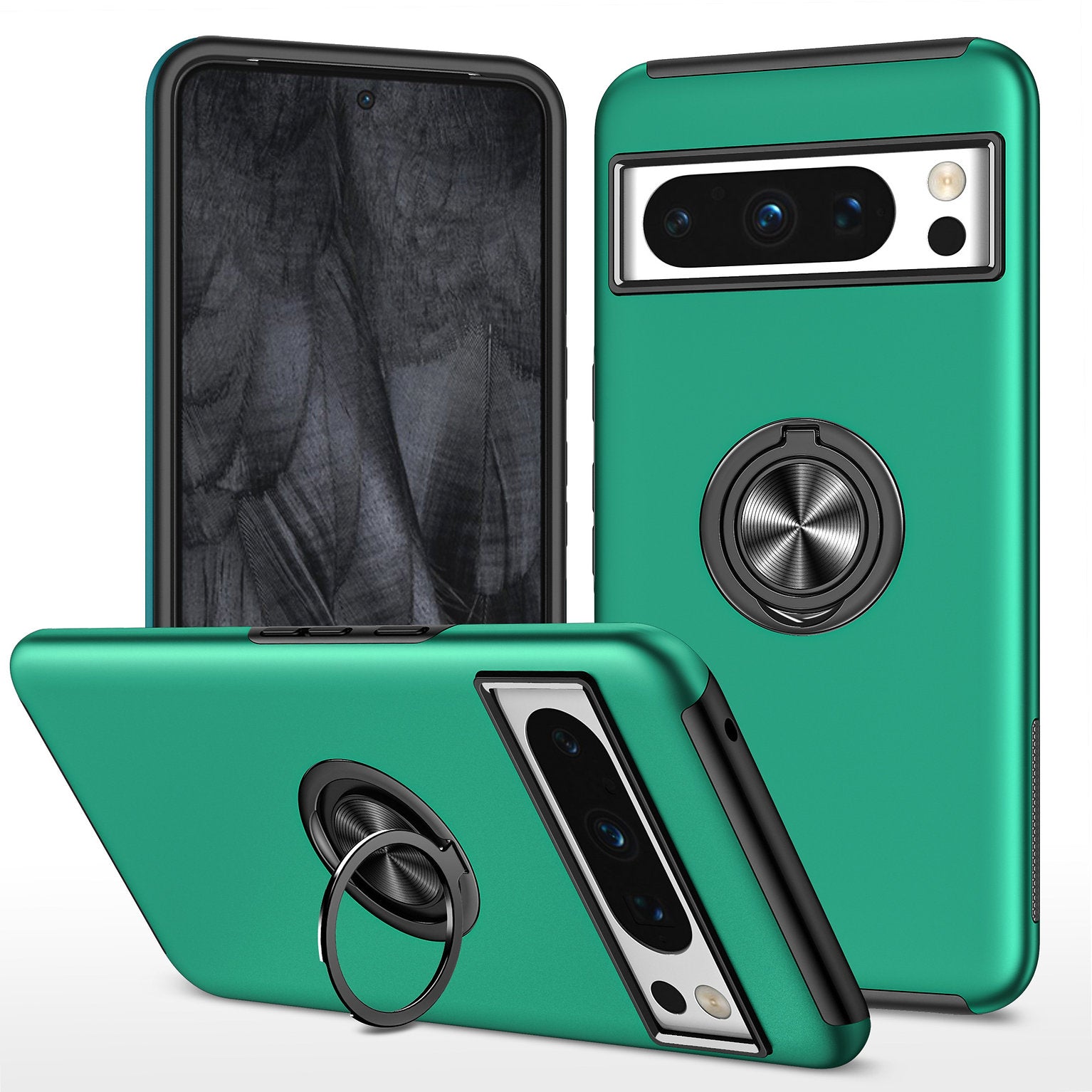 Étui hybride magnétique avec anneau invisible pour Google Pixel 8A