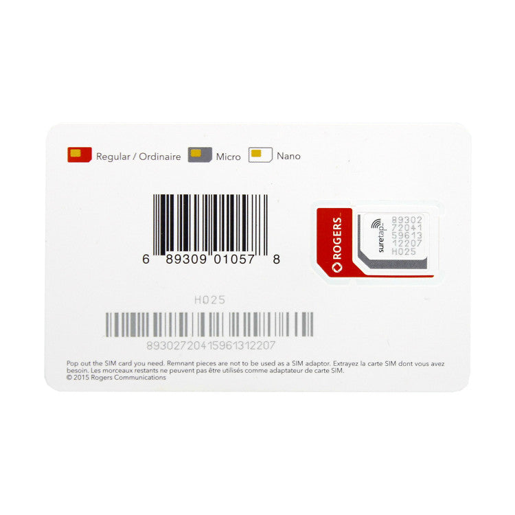 Carte multi-SIM prépayée Rogers Mobile CANADA 5G / 4G LTE