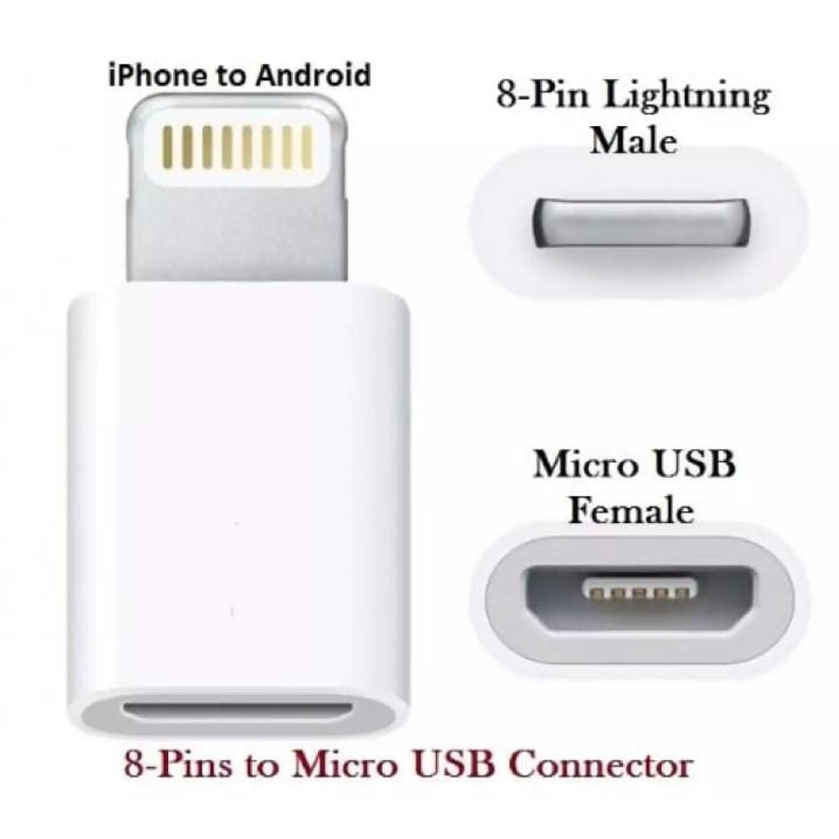 (Paquet de 2) connecteur adaptateur micro USB femelle vers Lightning mâle
