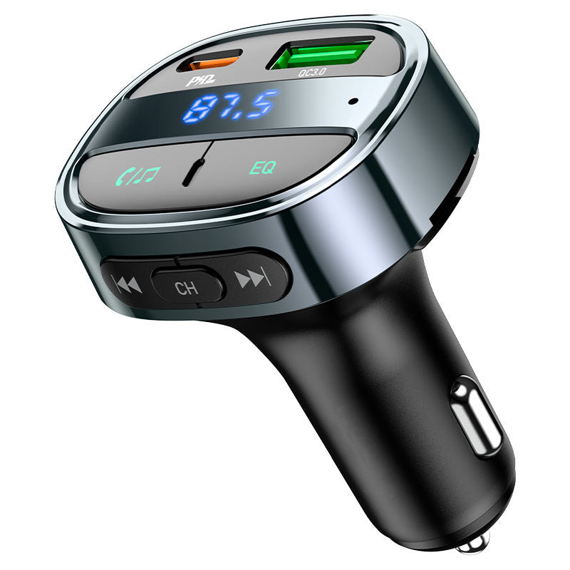 Adaptateur de chargeur de voiture double ports USB-C et QC3.0 USB-A (30 W) Transmetteur radio FM Bluetooth