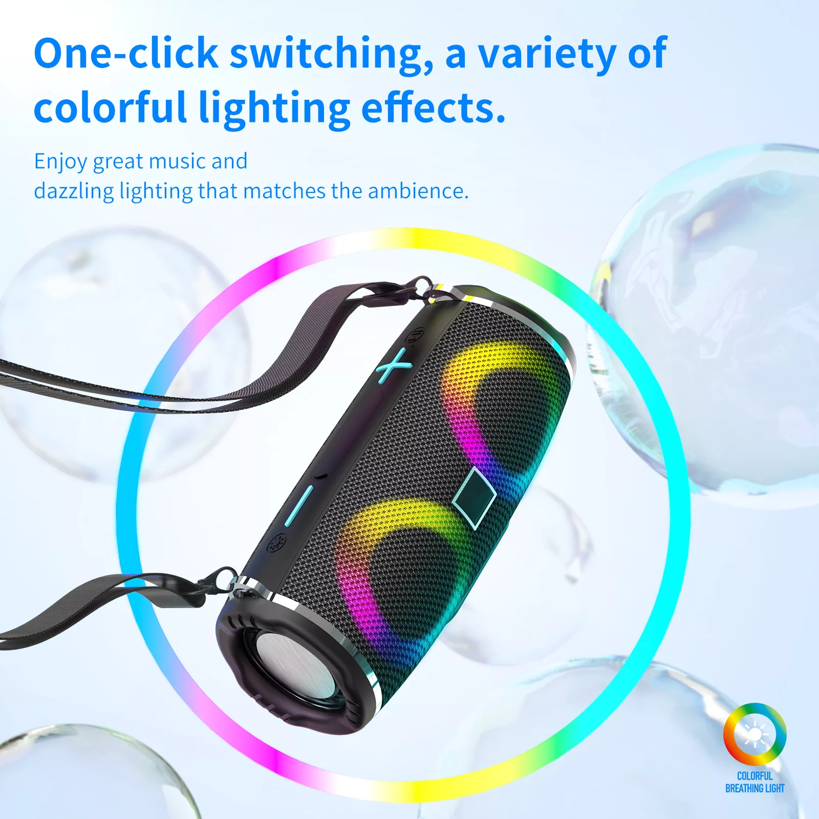 Haut-parleur stéréo Bluetooth sans fil portable clignotant à LED